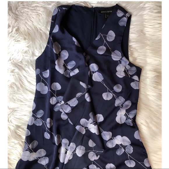Banana Republic Navy Blue Leaf Dress - Picture 2 of 5